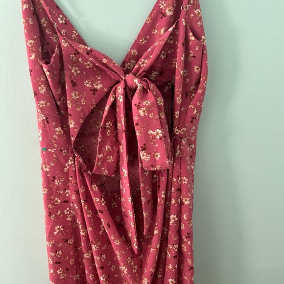 Forever 21 slit dress with bow pink floral women’s size Large - Picture 4 of 6